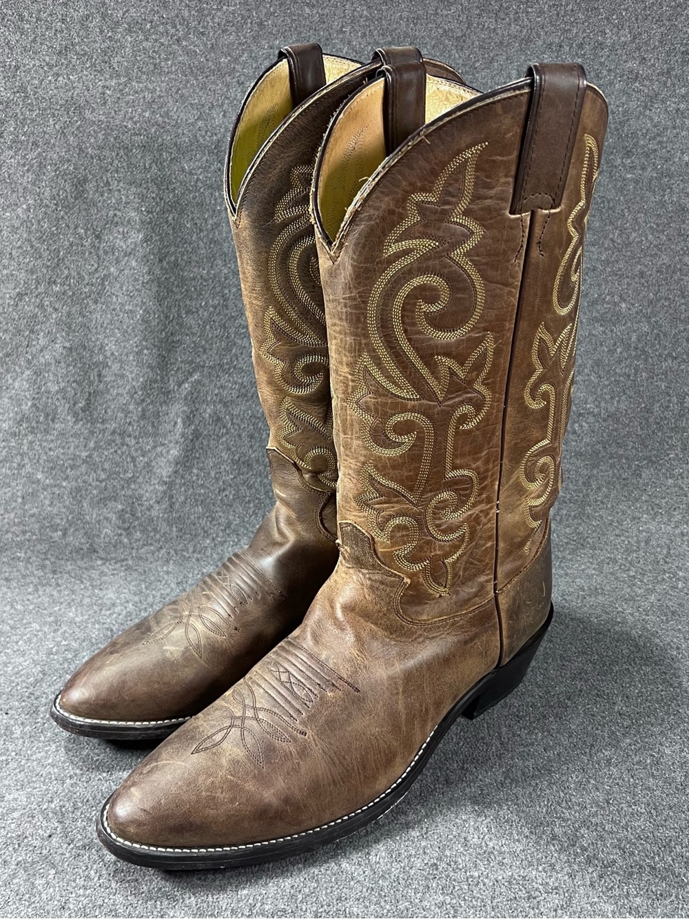 Justin Bay Apache Distressed Brown Leather Cowboy Boots Mens Size 10.5 EE